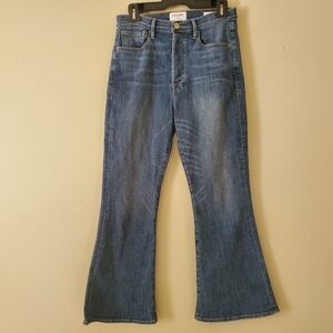 FRAME Le Crop Flare Size 28 Sunrise Park Medium Wash Button Fly High Rise